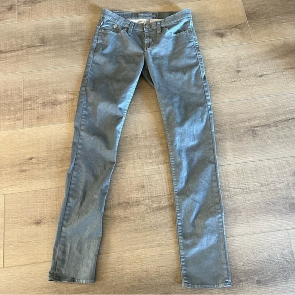 Rock & Republic Berlin Women Low Rise Skinny Stretch Silver Gray Pants Size 4